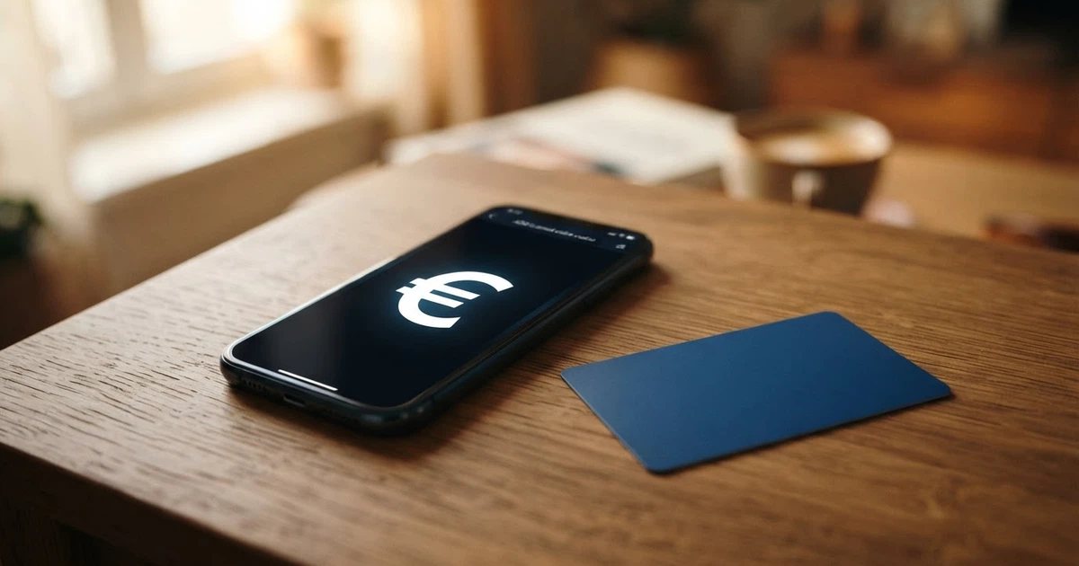 Una carta Bancoposta di Poste Italiane appoggiata su uno smartphone che mostra la schermata di un casinò online autorizzato ADM