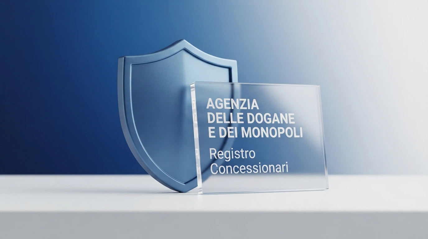 Logo dell'Agenzia delle Dogane e dei Monopoli con l'indicazione del registro concessionari del gioco a distanza