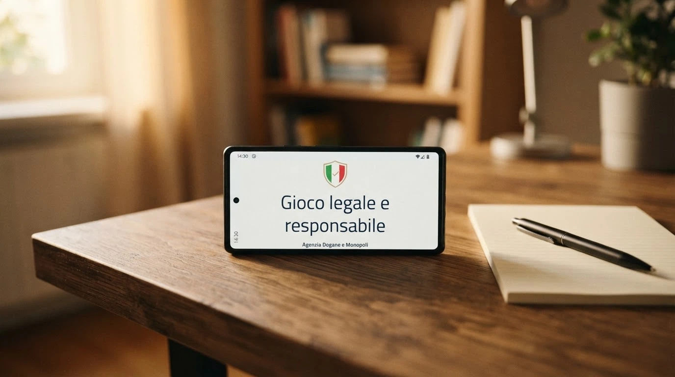 Il logo ufficiale dell'Agenzia delle Dogane e dei Monopoli accanto alla dicitura «gioco legale e responsabile» su un dispositivo