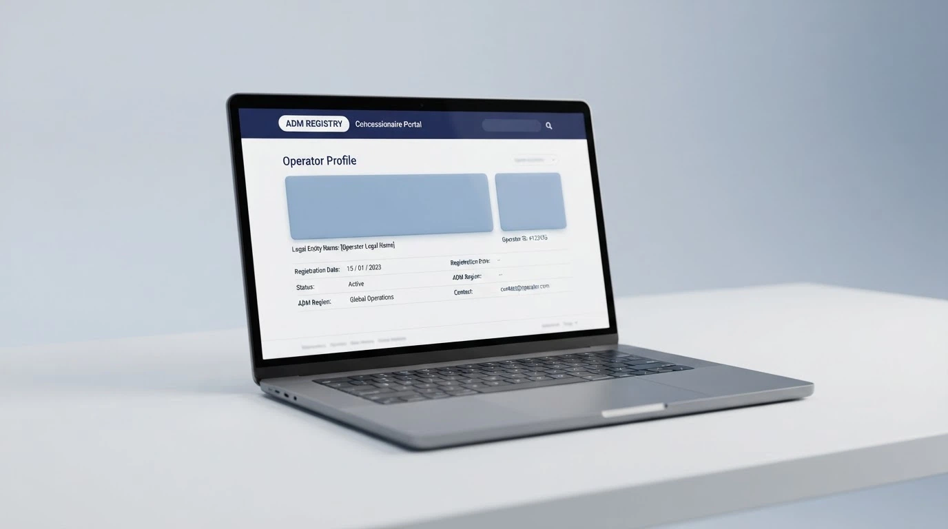 Un dettaglio del registro ufficiale dei concessionari ADM sul sito adm.gov.it, con il numero di concessione e la ragione sociale di un operatore autorizzato in evidenza.