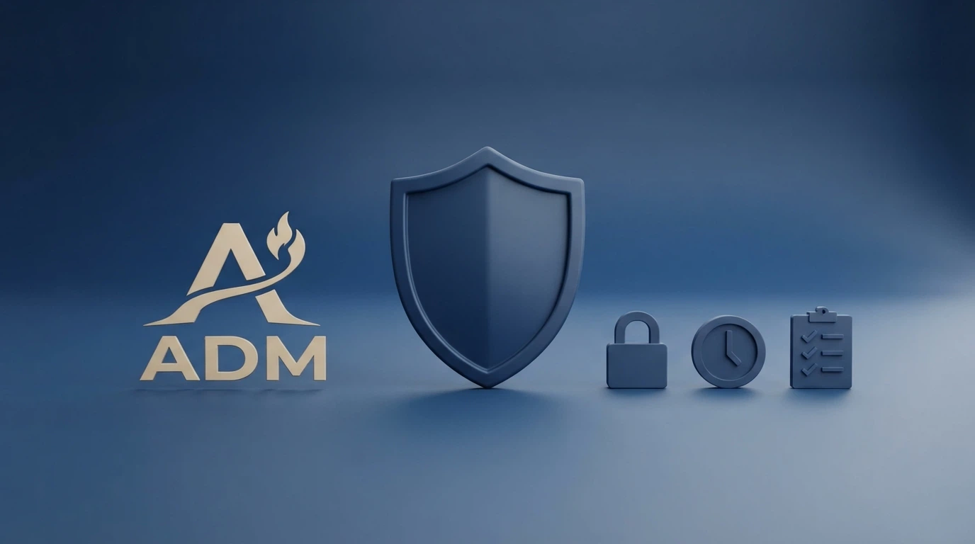 Logo ADM e simboli delle tutele del giocatore (RUA, limiti, verifica identità) affiancati su sfondo