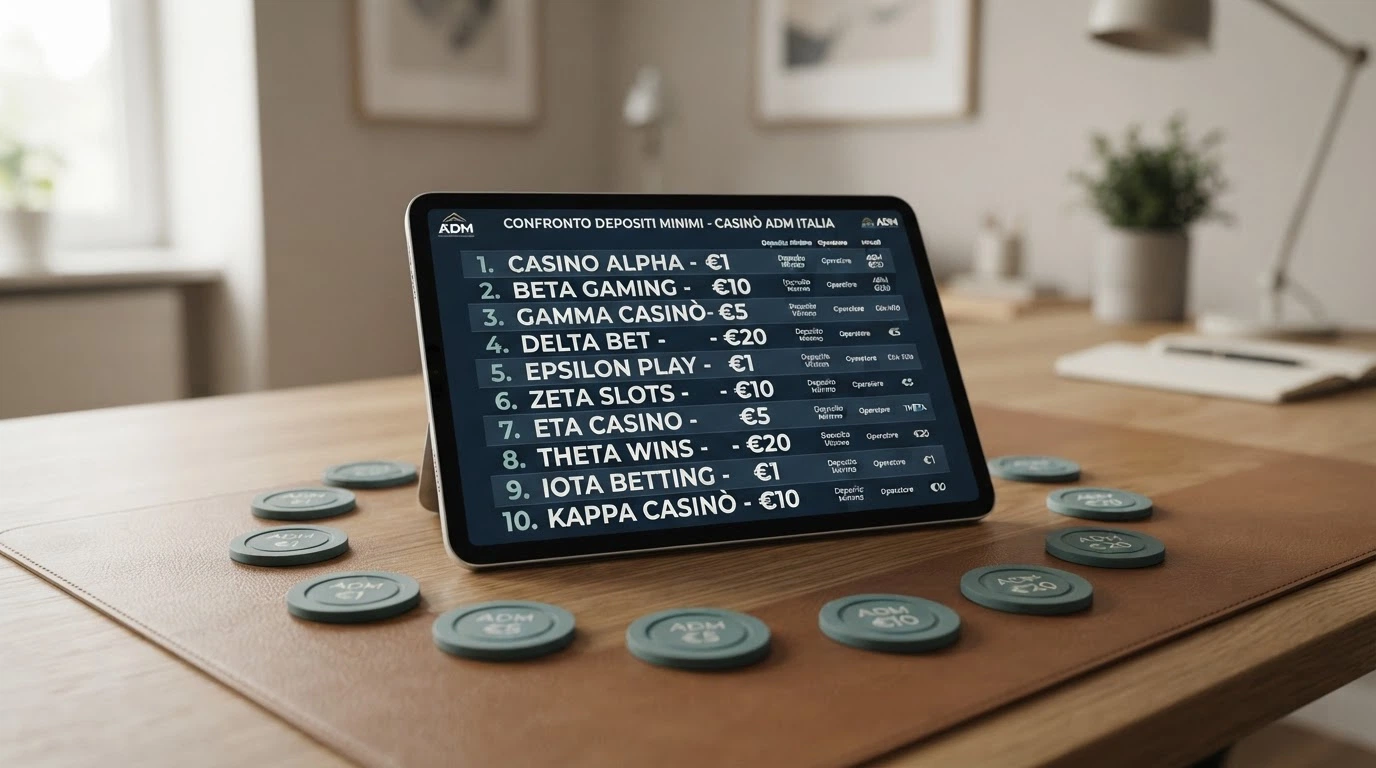Una griglia comparativa con i loghi e le soglie di deposito dei principali casinò ADM italiani