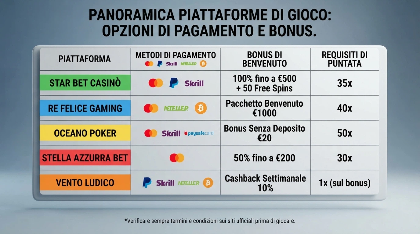 Tabella comparativa con i 10 casinò non AAMS analizzati, ordinati per disponibilità confermata di Trustly, con indicazione di bonus, wagering e licenza