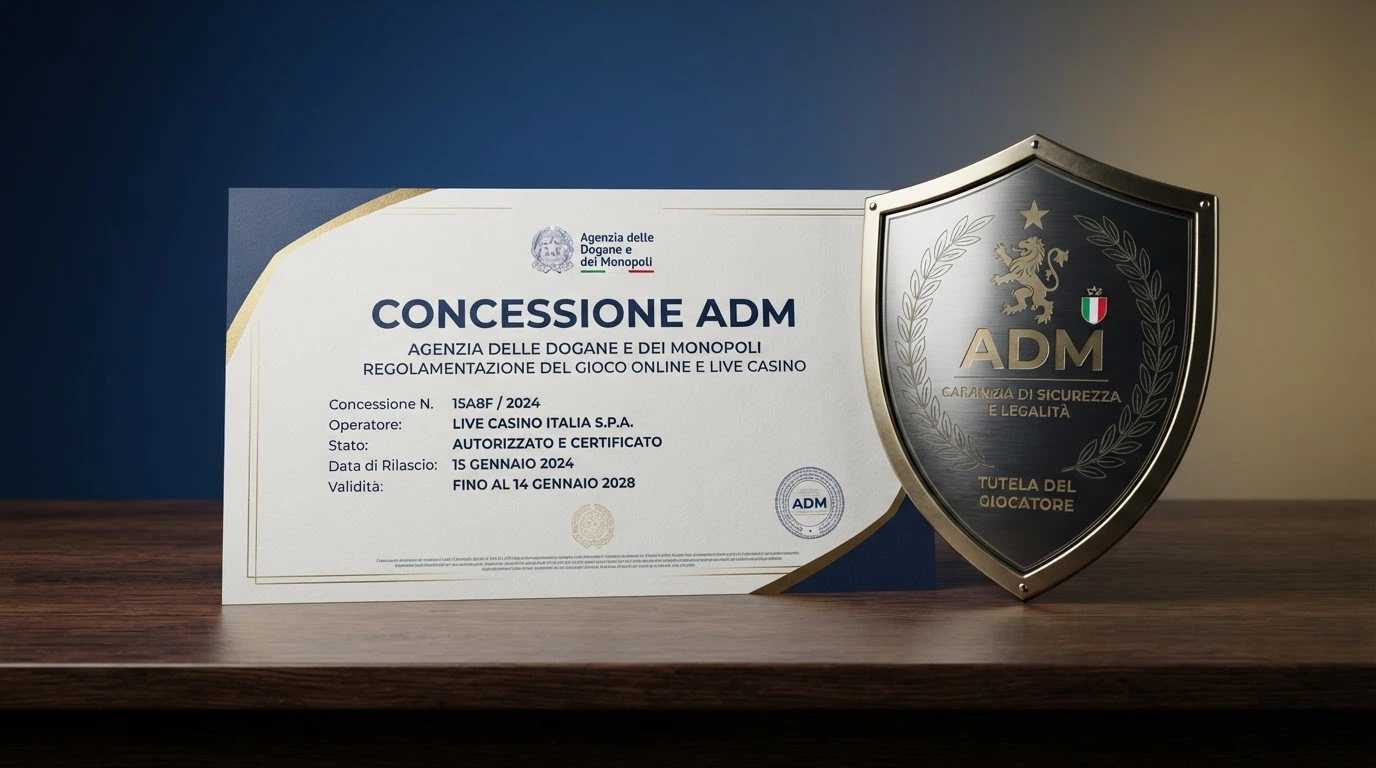 Il logo ufficiale dell'Agenzia delle Dogane e dei Monopoli (ADM) su un certificato di concessione