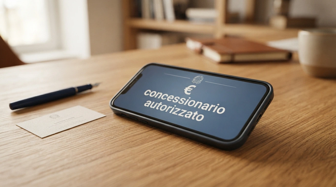 Il logo dell'Agenzia delle Dogane e dei Monopoli accanto alla dicitura «concessionario autorizzato» e al simbolo del gioco legale italiano