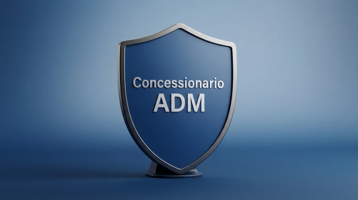 Il logo ufficiale dell'Agenzia delle Dogane e dei Monopoli accanto alla scritta «Concessionario ADM» su uno sfondo istituzionale