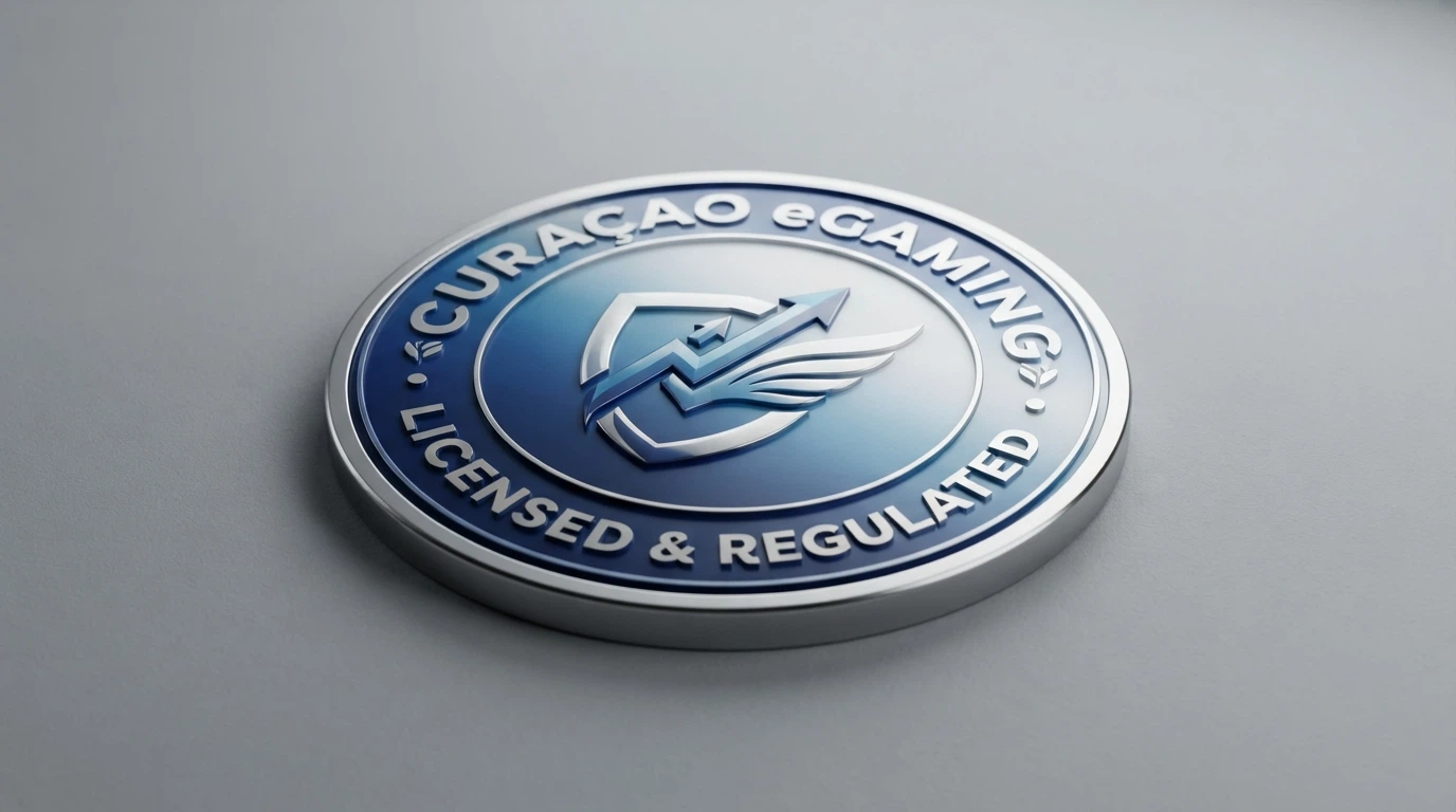 Il sigillo di una licenza Curaçao eGaming visualizzato nel footer di un casinò online, accanto ai loghi dei metodi di pagamento in criptovaluta