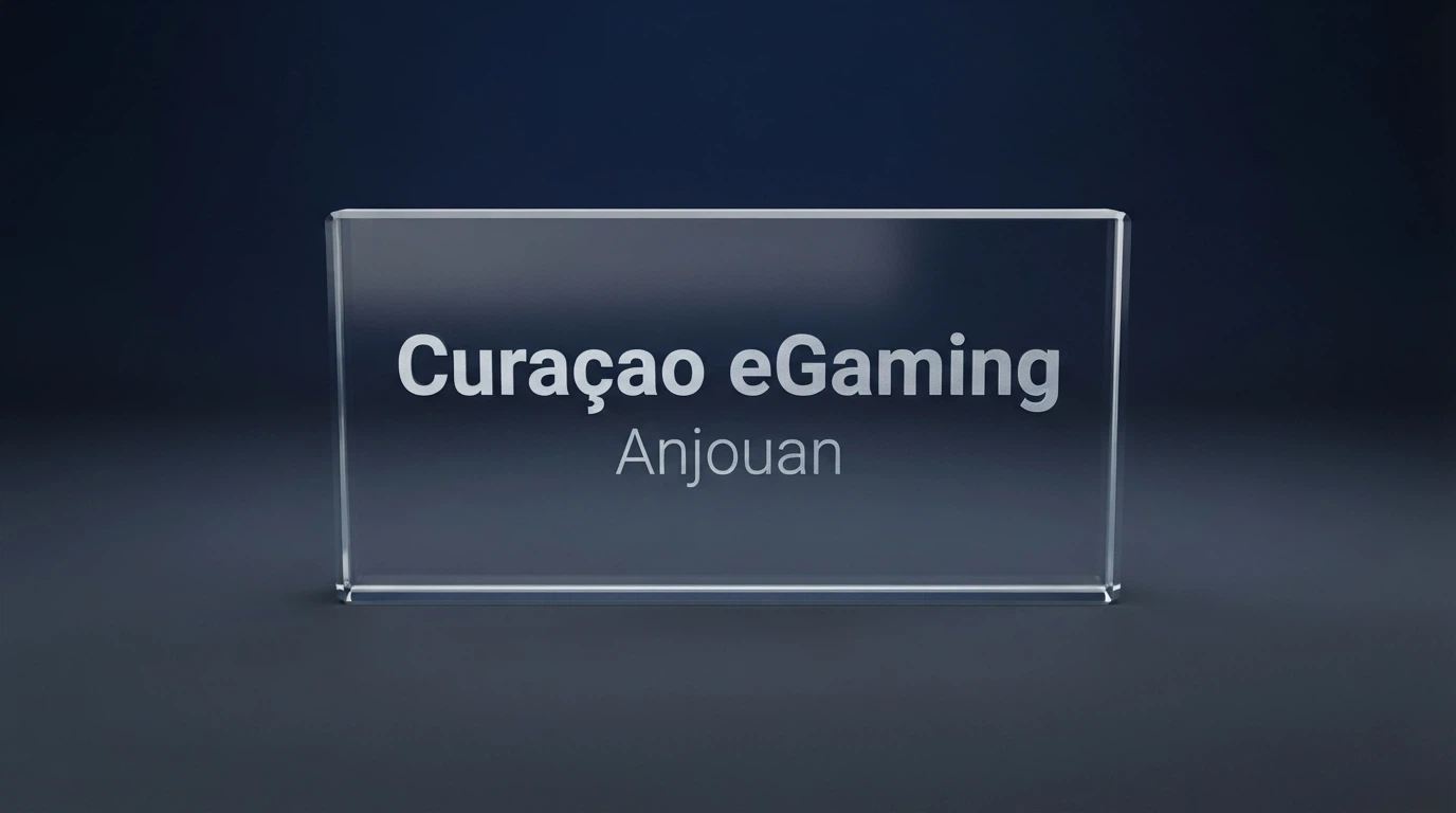 Un collage dei loghi delle giurisdizioni di licenza: Curaçao eGaming, Anjouan, con la bandiera italiana in evidenza