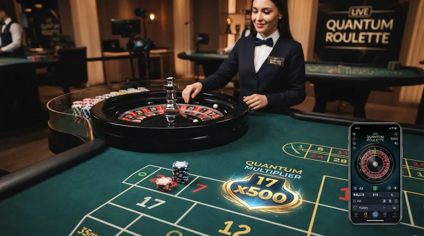 Interfaccia della Quantum Roulette Playtech con moltiplicatori evidenziati e puntate straight-up