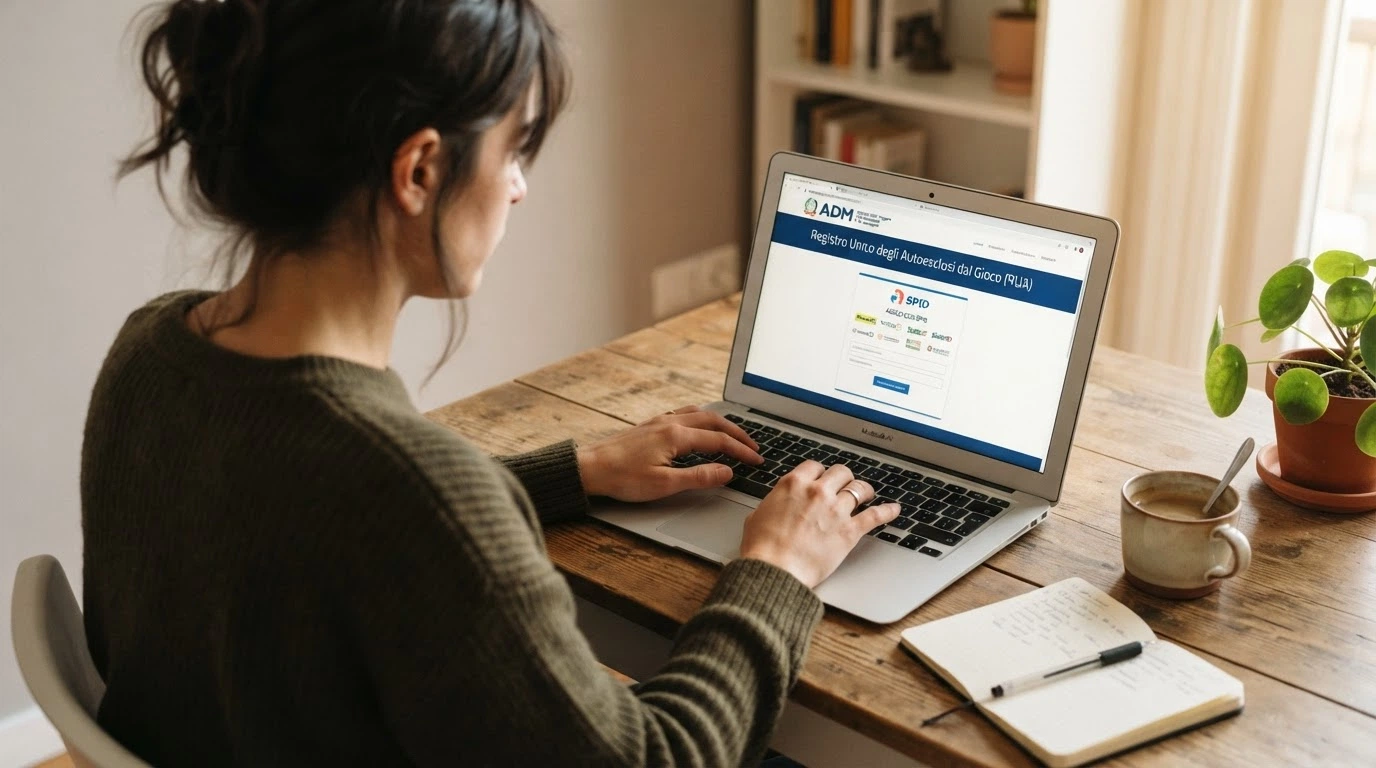 Schermata del portale ADM per l'accesso al Registro Unico degli Autoesclusi con autenticazione SPID