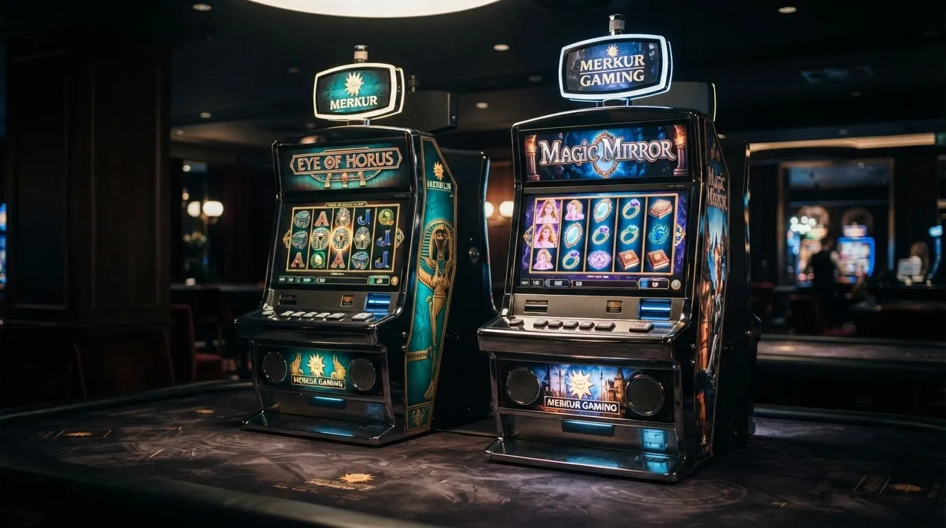 Le slot machine Eye of Horus e Magic Mirror di Merkur Gaming con i rulli in azione