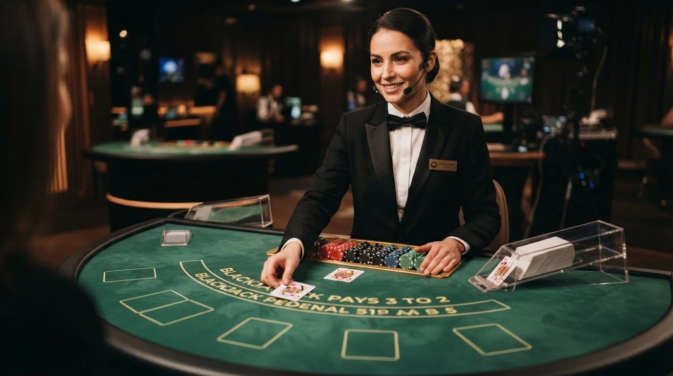 Un tavolo di roulette dal vivo con croupier in alta definizione, interfaccia di gioco su schermo con piazze multiple